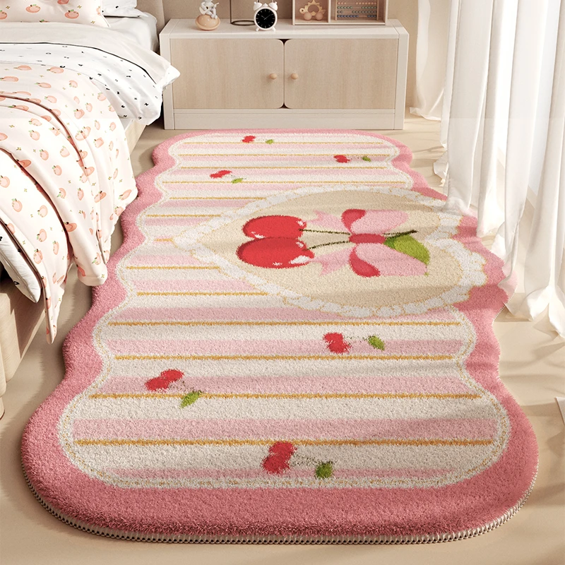 

Pink Princess Style Children Room Bedside Carpet Girls Bedroom New Irregular Bow Carpet Special Shape Living Room Large Area Rug