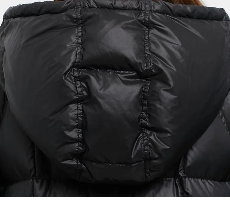 Filling Material: Duck Down~Couple Style Long Over-The-Knee down Jacket, Unisex Black Coat for Petite Individuals, New Winter Model