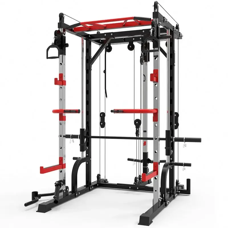 Multi functional Smith Machine Home Gym Cable Crossover Machine Strength Training Squat Rack Exercise Equipment