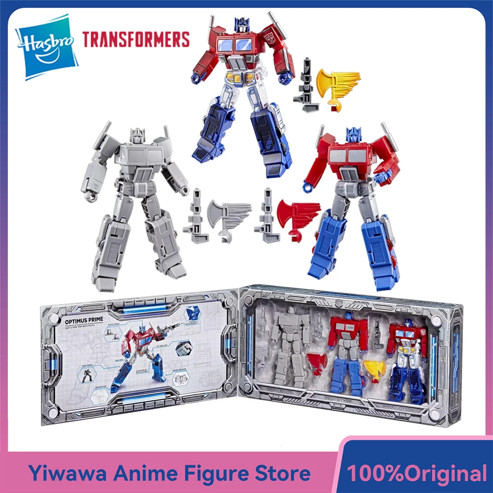 Faretto originale Hasbro Transformers Optimus Prime (modello grigio, prototipo e produzione) Confezione da 3 giocattoli di classe Deluxe da 11,5 cm