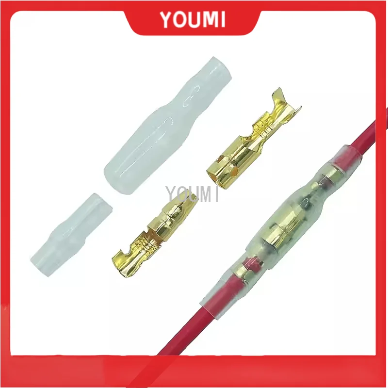25/50/100sets 4.0 Bullet Crimp Terminal Car Electrical Wire Connector Diameter 4mmFemale + Male + Case Cold Press Terminal