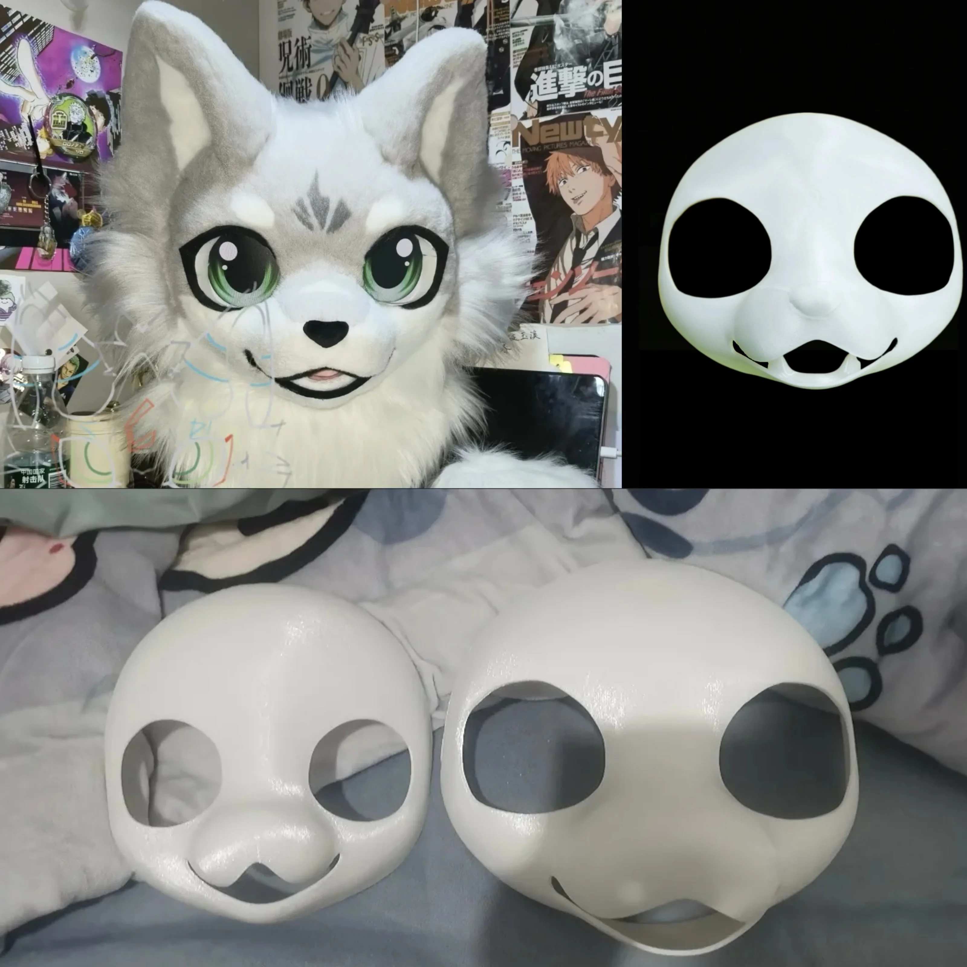 Kemono Base Mask Felidae Cosplay Fursuit Kig Serie Beast Suit 3DPrinted Universal Skull Costume DIY Accessories