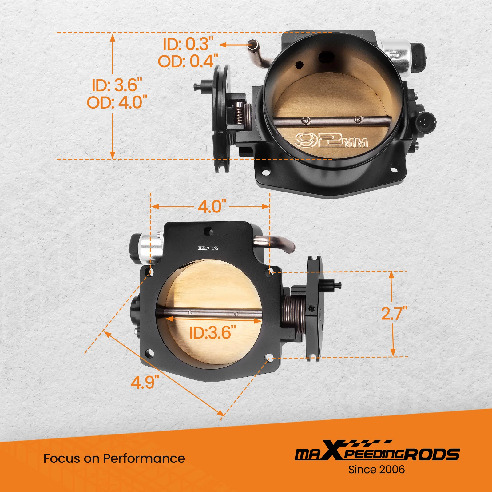 92mm  3.62in Throttle Body Valve  With TPS Throttle Position Sensor  Idle Air Control For GMC III LS1 LS2 LS3 LS6 LS7 LSX