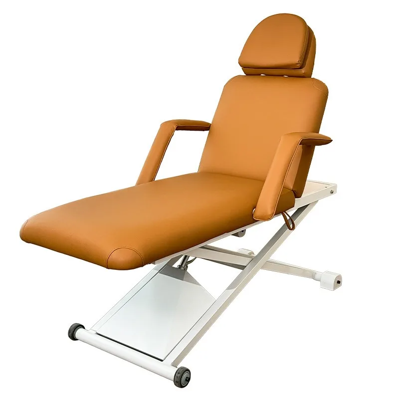 Electric beauty bed with breathable holes Lifting foot control Height adjustment SPA massage with double armrests Bed surface he