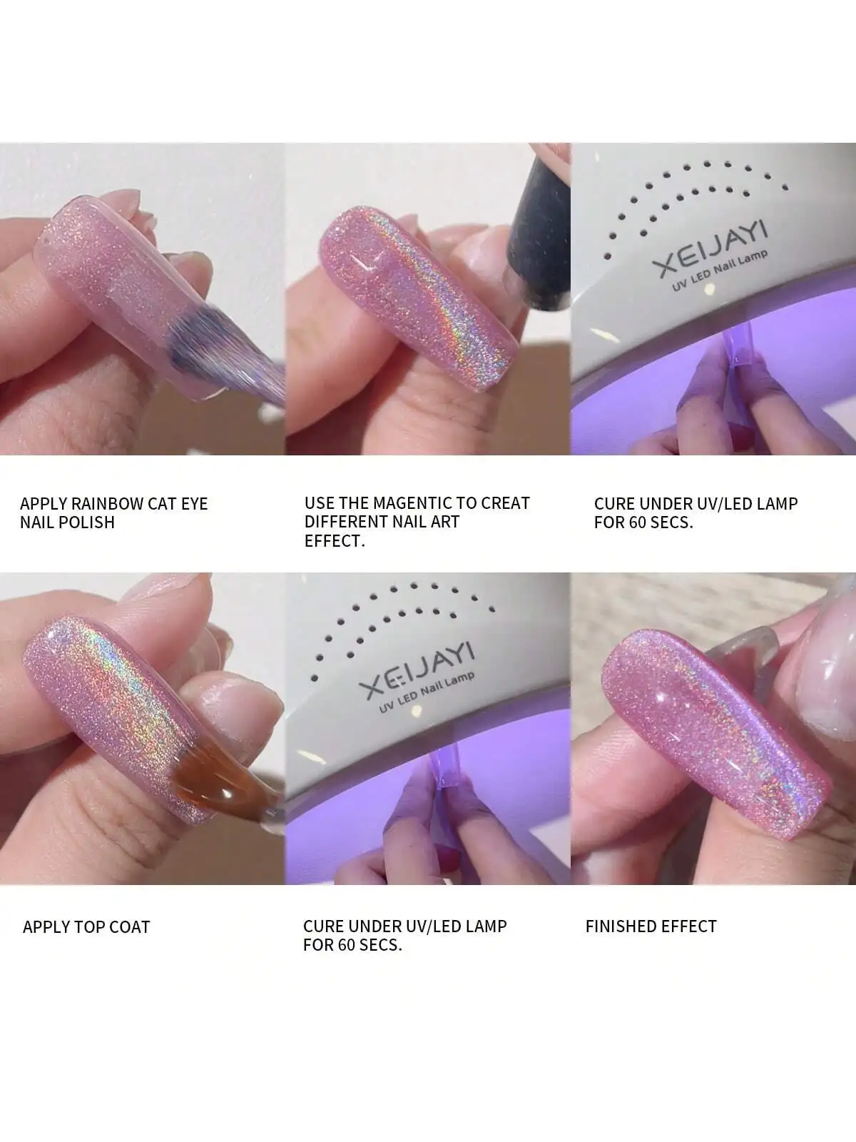 XEIJAYI 15ML Cat Eye Nagellack-Gel, phototherapeutisches Gel, ablösbarer magnetischer Nagellack, Nagelkunst DIY für Salon und Zuhause – Detail 5