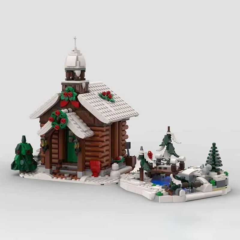 

1124-piece MOC Winter Village Series Riverside Chapel Model DIY Building Block Toy, Children's Birthday Gift