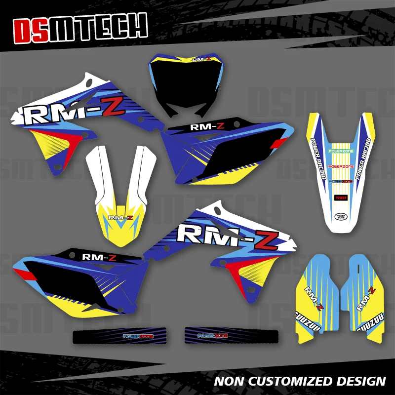

DSMTECH для SUZUKI RMZ450 RMZ 450 2008-2017, полная графика, наклейки, наклейки для мотоцикла, фон, индивидуальный номер, имя 003