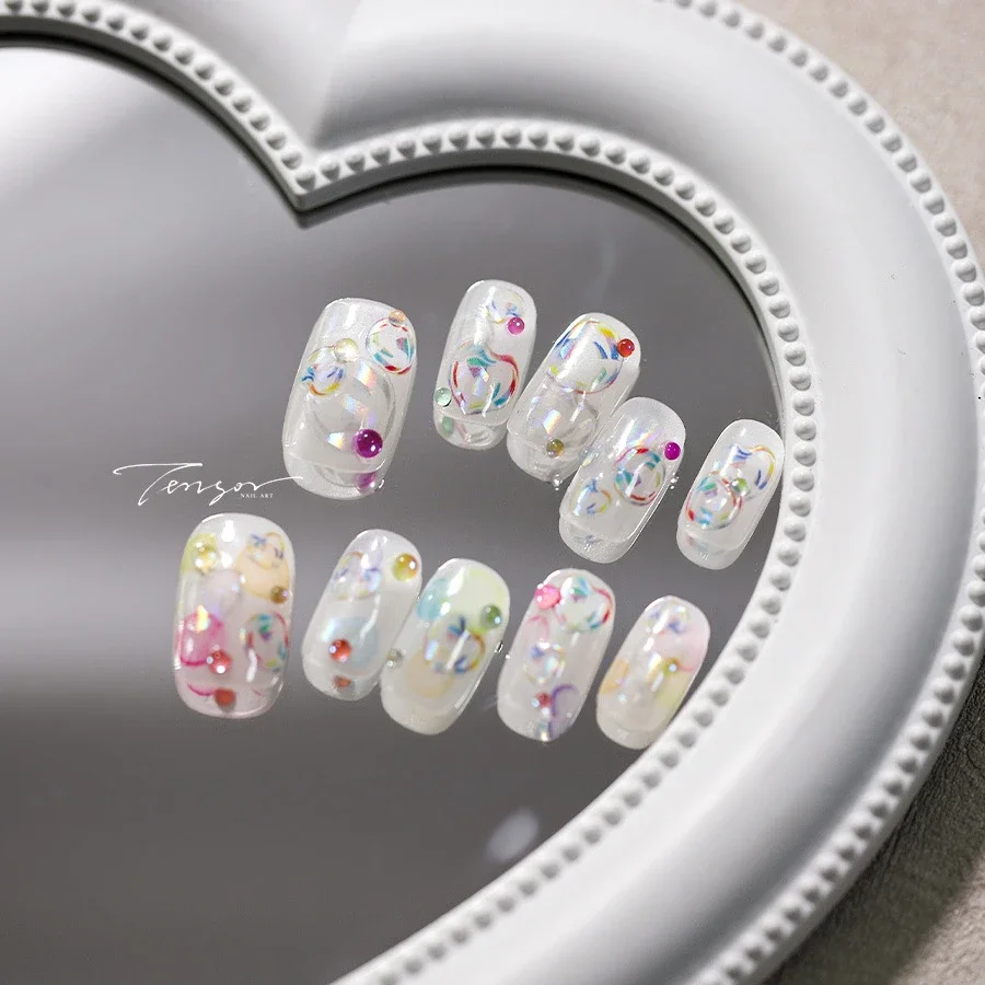 Calcomanías autoadhesivas 3D para manicura, calcomanías polarizadas, redondas, bonitas, coloridas, para playa, mar y verano