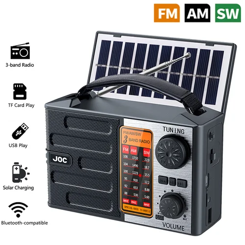 Imagen 1 del producto Radio portátil AM FM, Radios de onda corta recargables, alimentados por batería, ondas completas, compatible con reproductor de MP3 USB TF con Altavoz Bluetooth