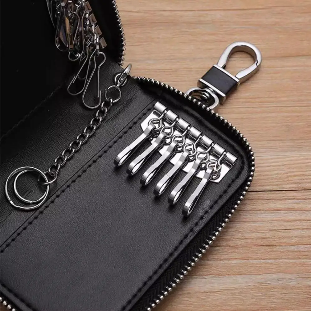 Lightweight Retro Car Key Wallet Portable Waterproof Key Storage Pouch Buckle Card Slot PU Key Holder Commuting Use