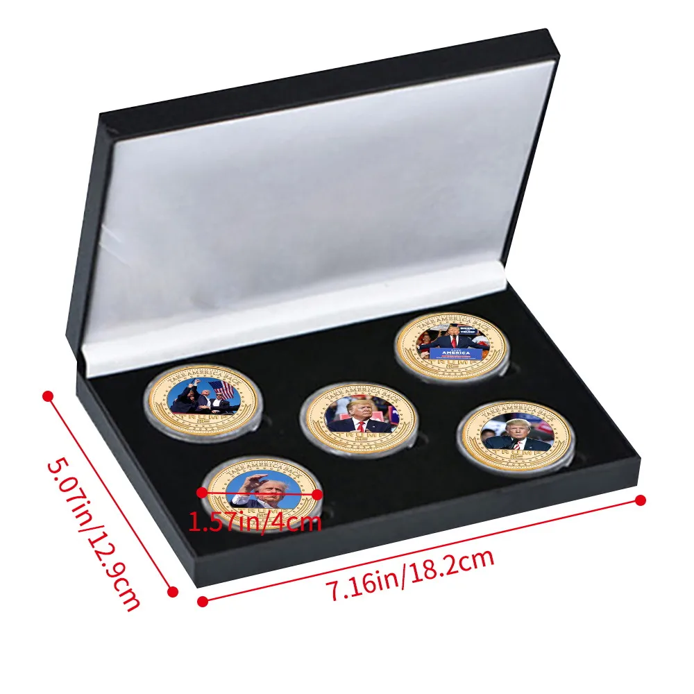 5pcs 2024 Donald Trump Campaign Attack Commemorative Coin Set Take America Back Challenge Coins US  Souvenir Gifts for Supporter