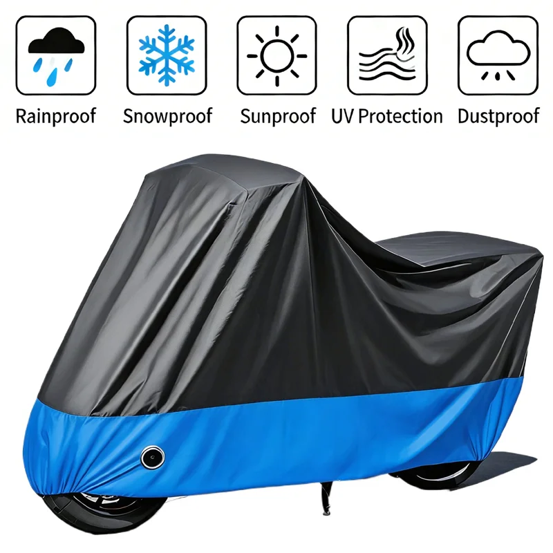

Motorcycle Cover Blue Waterproof All Season Dustproof UV Protective Outdoor Indoor Scooter 190T Wear-resistant Fabric