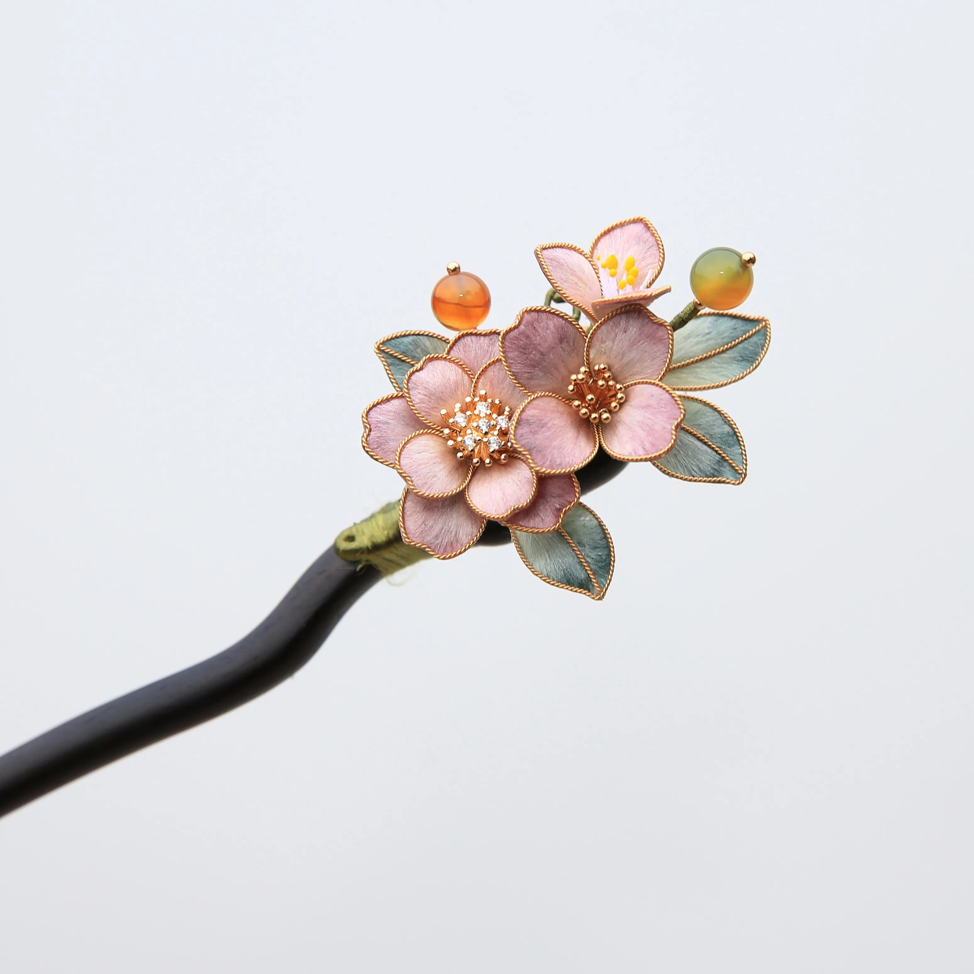 handmade-intangible-heritage-filigree-velvet-cherry-blossom-hairpin-sandalwood-exquisite-updo-accessory-for-hanfu-qipao
