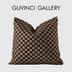 GUVINCI GALLERY Hand Woven Fabric Bronzing Throw Pillow Cases Small Cube Pouf High-Grade Luxury Cushion Covers For Hotel Villa