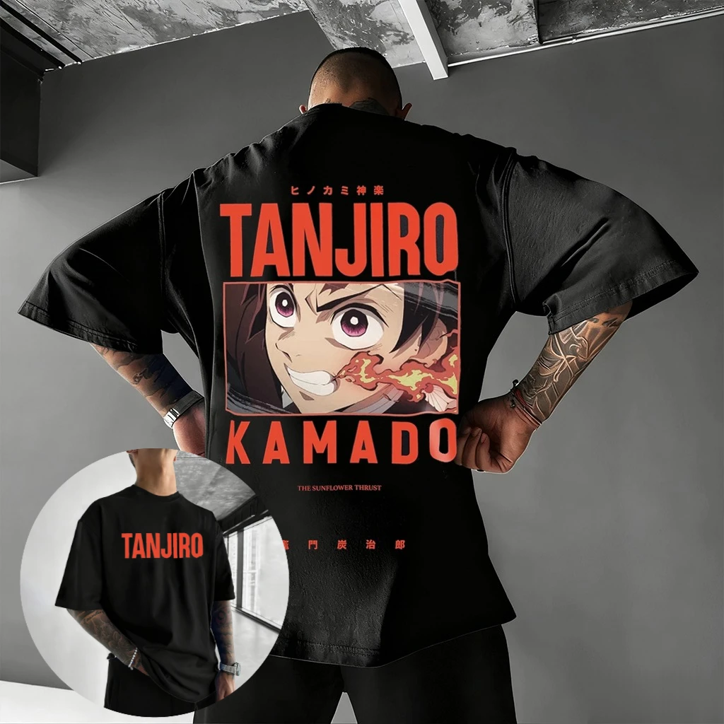 

Demon Slayer Tanjiro Anime Oversized T Shirt Men Women Cotton Short Sleeve Tee Tops 2026 Summer New Y2k Graphic Print Streetwear