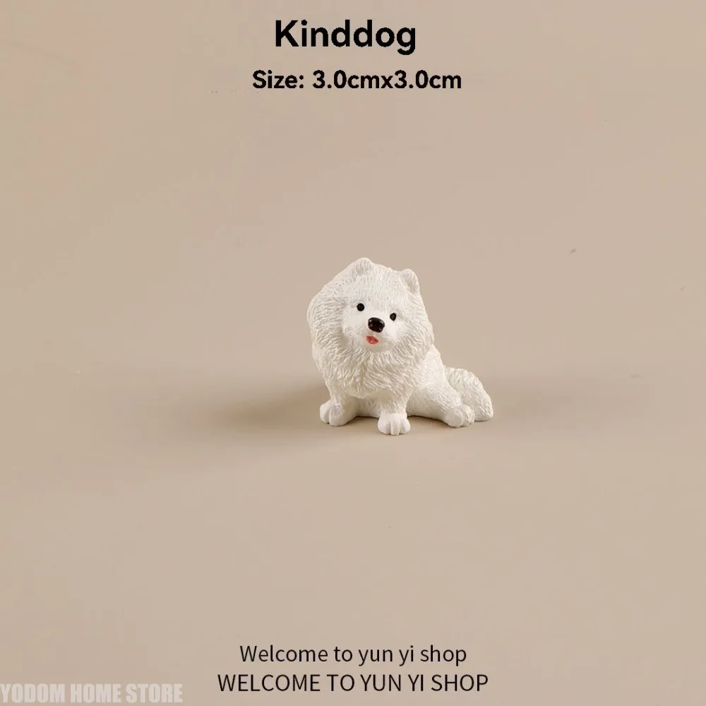 5PCS Realistic Mini Samoyed Decorative Figurines Kawaii Dogs Resin Desk Decoration Miniatures Home Decor DIY Accessories