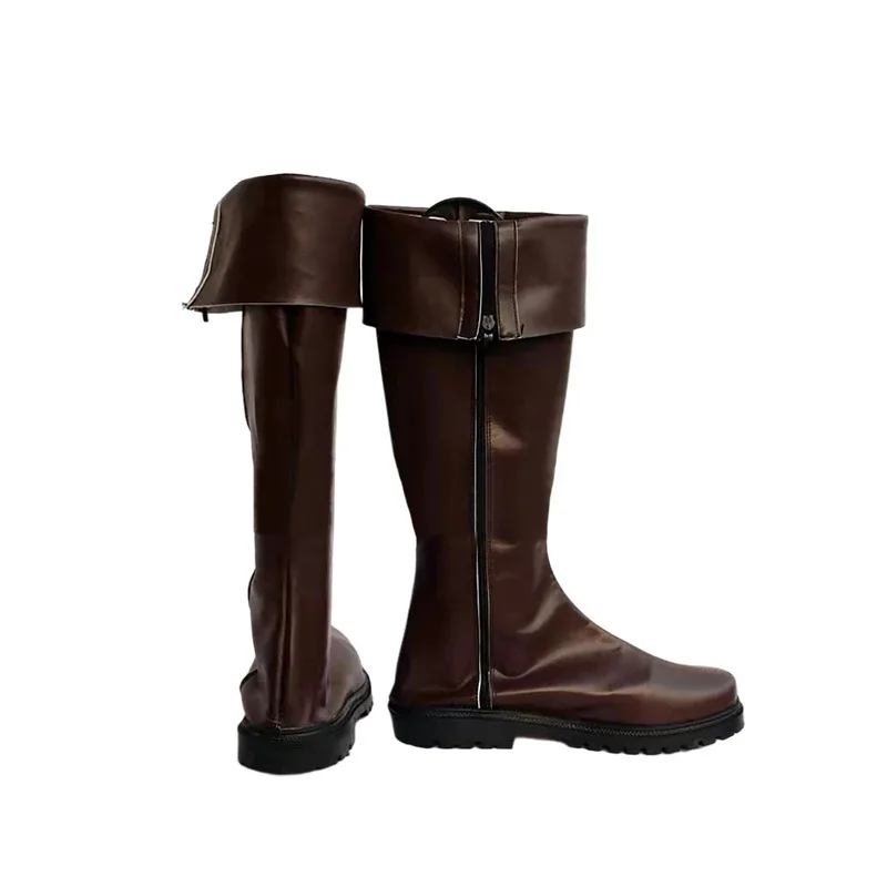 

qq681Anime Hellsing Alucard Cosplay Shoes Men Women Dark Brown Leather Boots Halloween Role Play Props