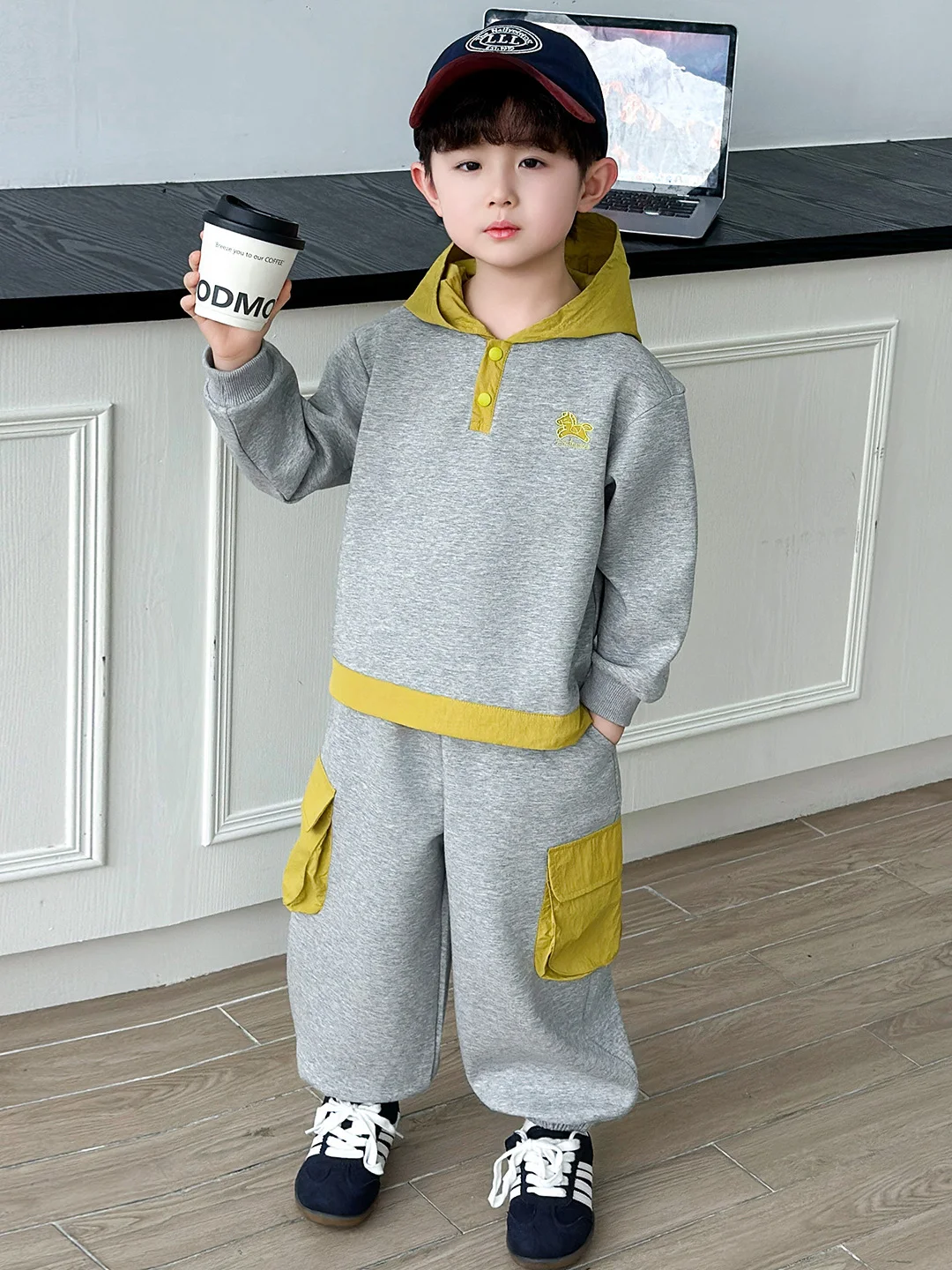 Boys' Color Block Hoodie Set Spring Autumn Sporty Casual Long Sleeve Two Piece Trendy Outfit Teenage Youth Fashionable Look