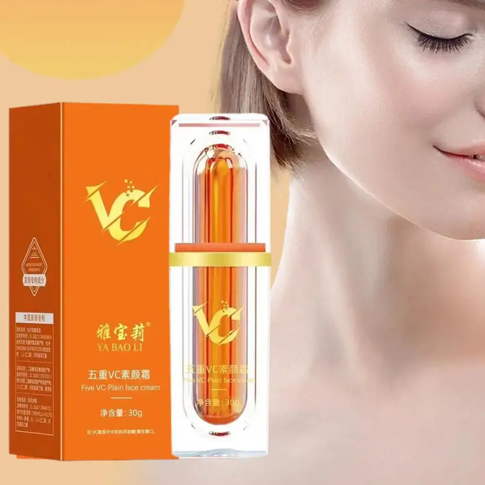 Crema per il viso alla vitamina C Sbiancante VC Cinque Toni Up Idratante Idratante Anti Pigro Trucco Cura dell'invecchiamento Cosmetici naturali Pelle X5O3