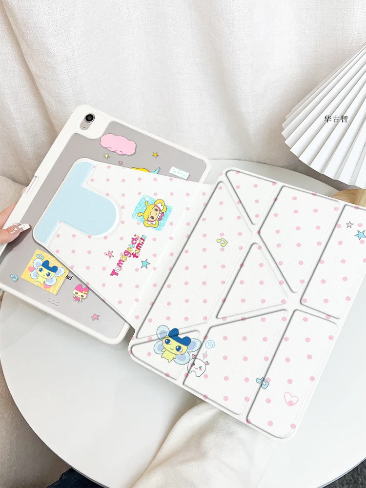 

Защитный чехол для iPad 11 с рисунком в горошек и мультяшными персонажами, Y-образный, для iPad 10.2 Pro 6-го, 7-го, 10-го, 11-го поколений/Air 3-го, Air 7/6, вращающийся, для 10/9 поколений