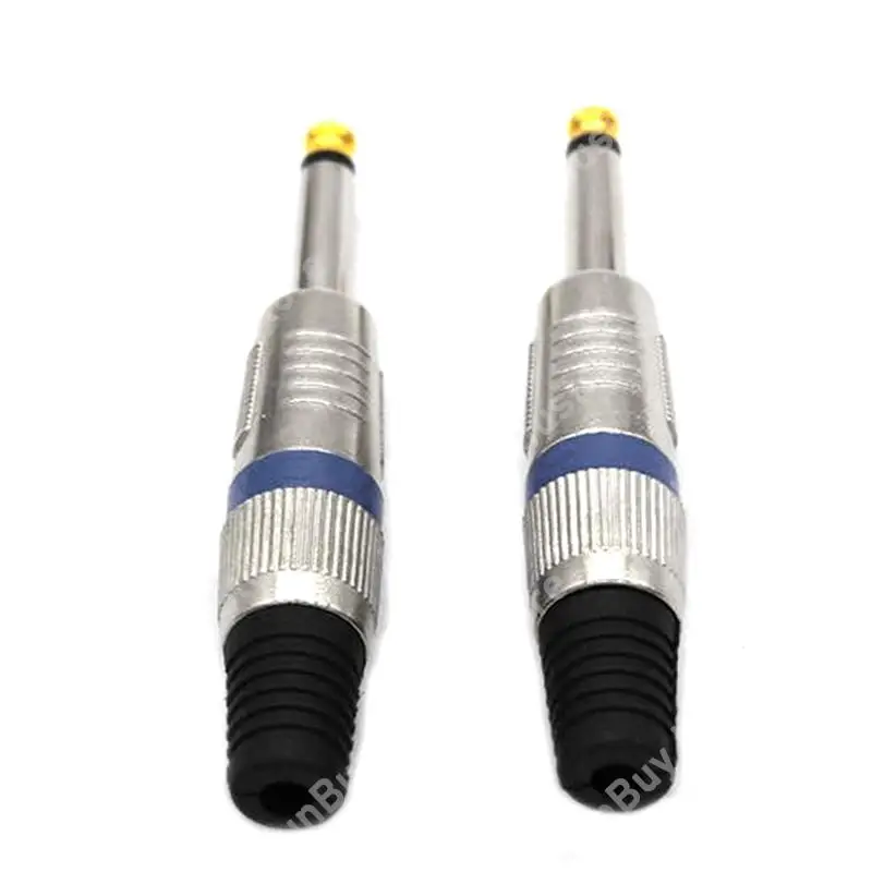 2pcs 6.35mm Guitar Audio Cable Connector Mono Jack 6.5 Amplifier Microphone Plug 6.5mm Mono Sophomore Core