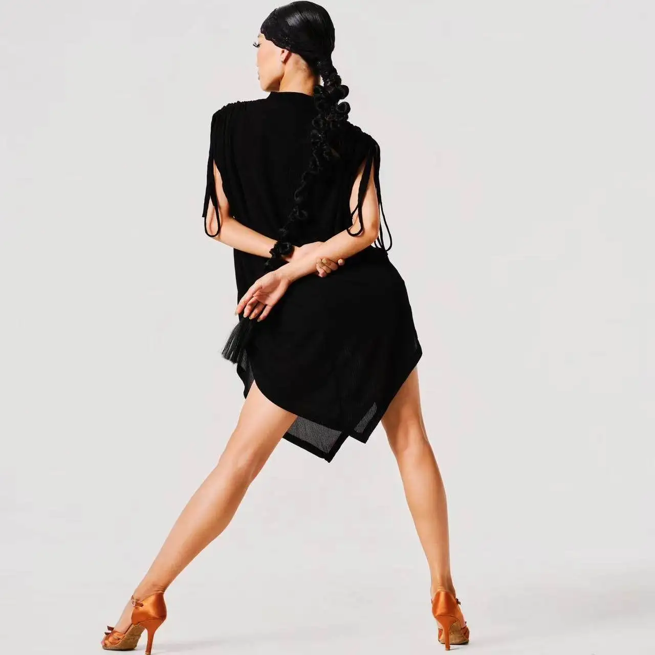 2026 New Latin Dance Dress For Women Loose New Side Drawstring Hoodie Shirts Rumba Ballroom Costumes Adult Latin Dress DQS24222