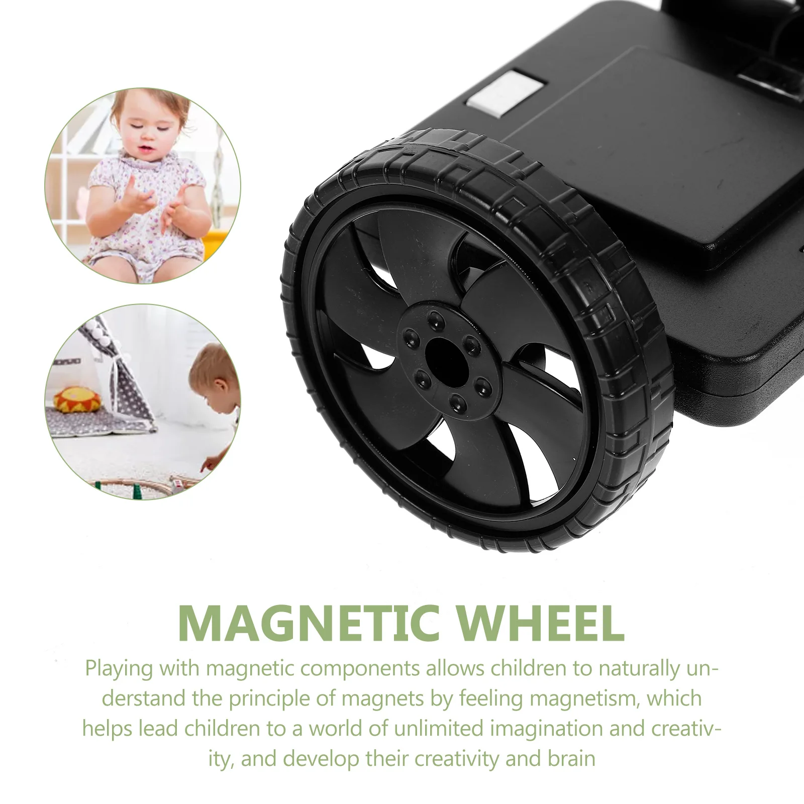 2Pcs Black Magnetic Construction Wheels Creative DIY Building Shapes Brain Development Educational Gift Wheels