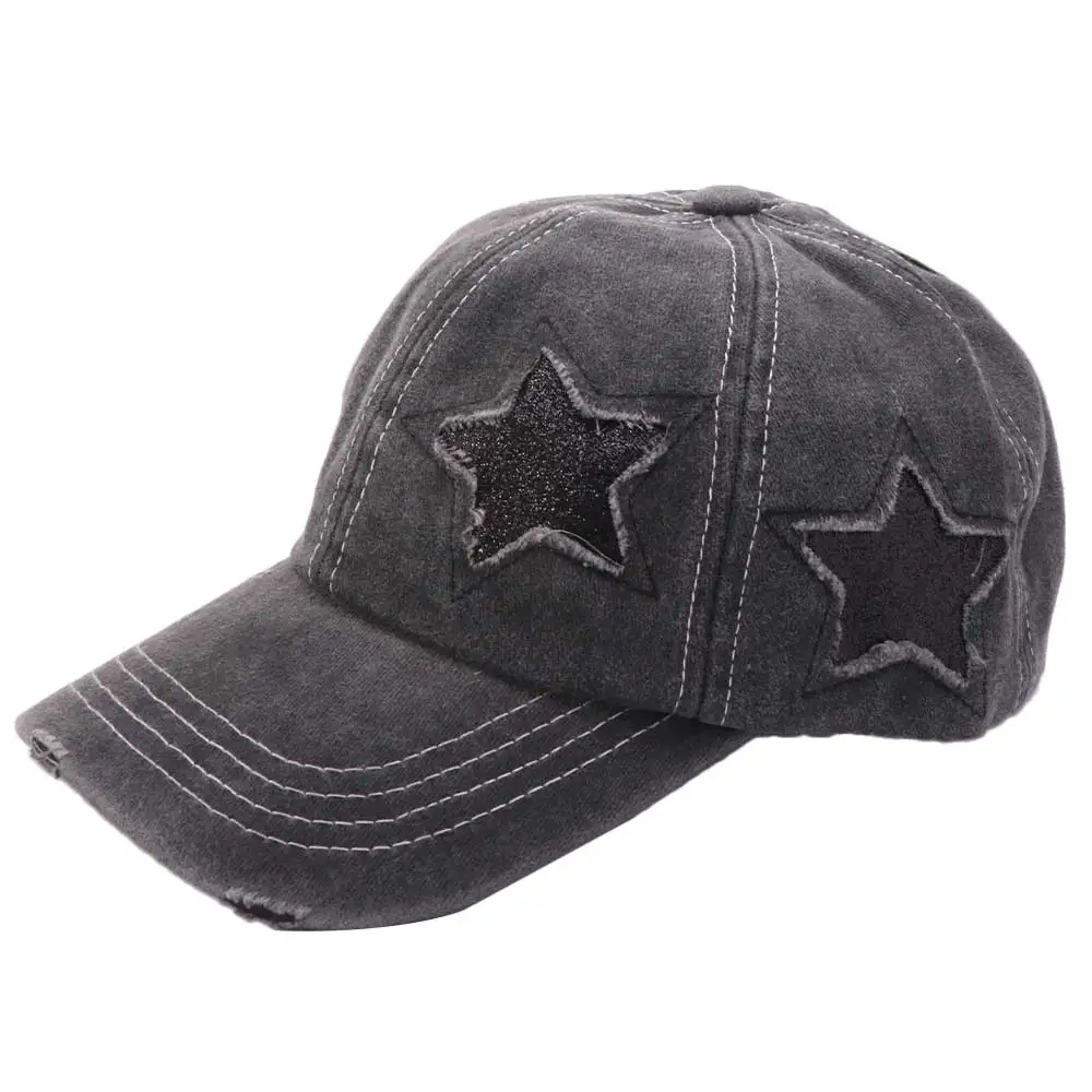 Retro Adjustable Y2k Star Baseball Hat Cotton Korean Vintage Baseball Cap Sweet Bling Spicy Girls Hat for Female
