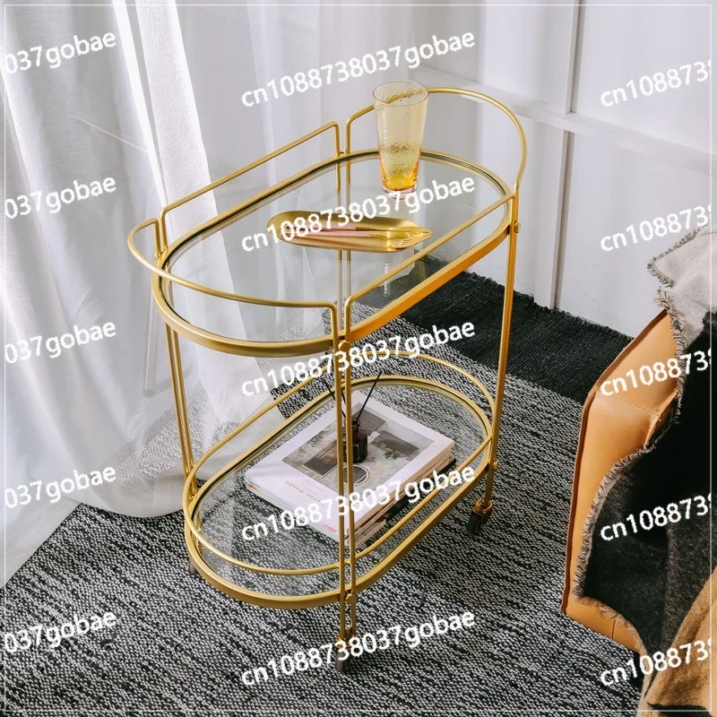 Home Nordic light luxury style restaurant side cart, food transportation cart, with wheeled movable rack