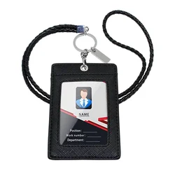 2026 NEW Business Work Card Holder ID Badge Cases Genuine Leather Durable Bus Subway Card School Office Supplies