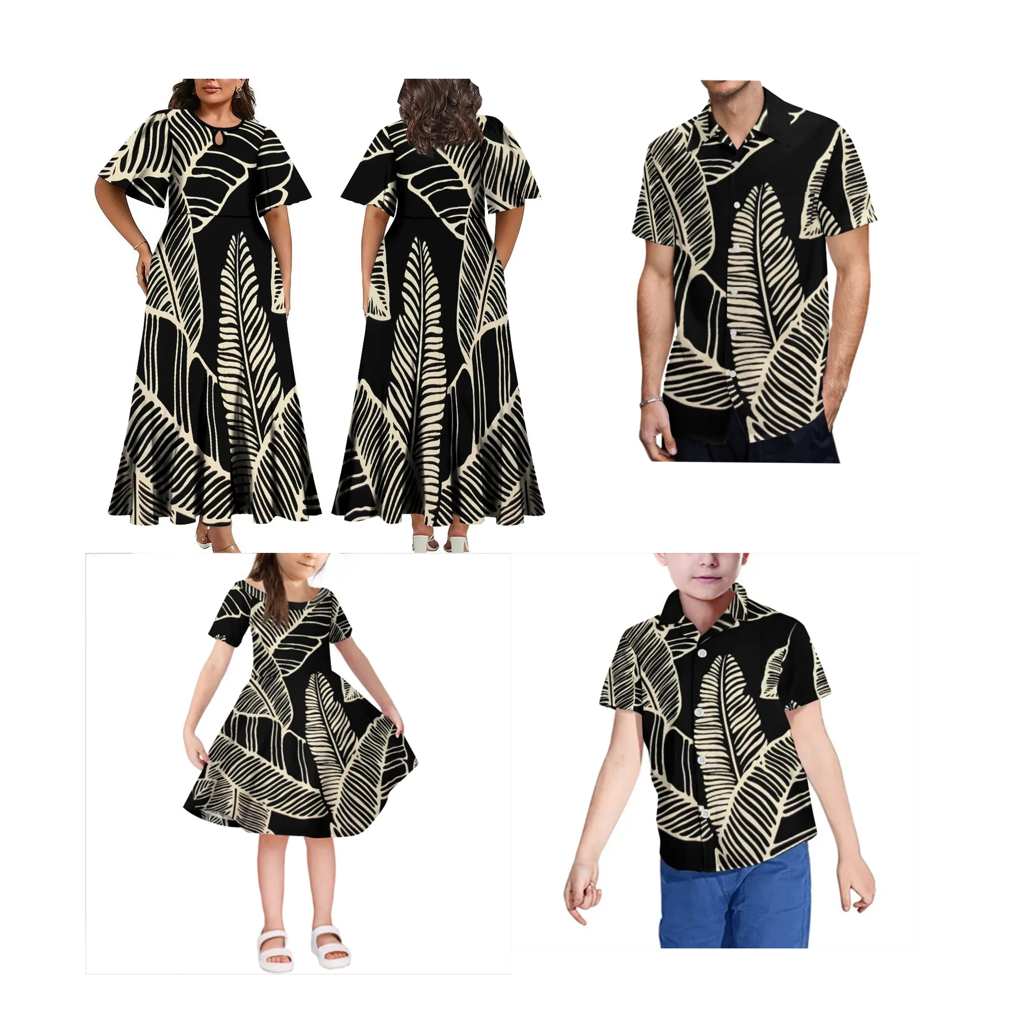 Familieset Op Maat Gemaakt Polynesische Damesjurk Heren Overhemd Jongens Shirt Meisjes Jurk Casual Party Party Party Familie Set