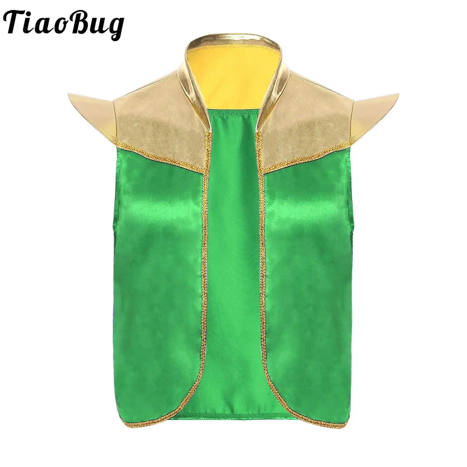 

Men Halloween Arabian Princess Costume Dress Up Sleeveless Shoulder Pads Open Front Waistcoat Vest Stage Performance Costume