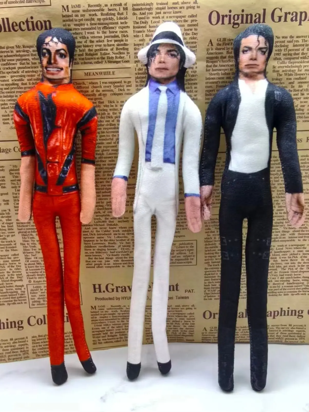 Vintage MJ Michael Jackson Cosplay Prop Doll Bendable Wire Frame Adjustable Posture Plush Figure Home Decor Fans Collection Gift image 4