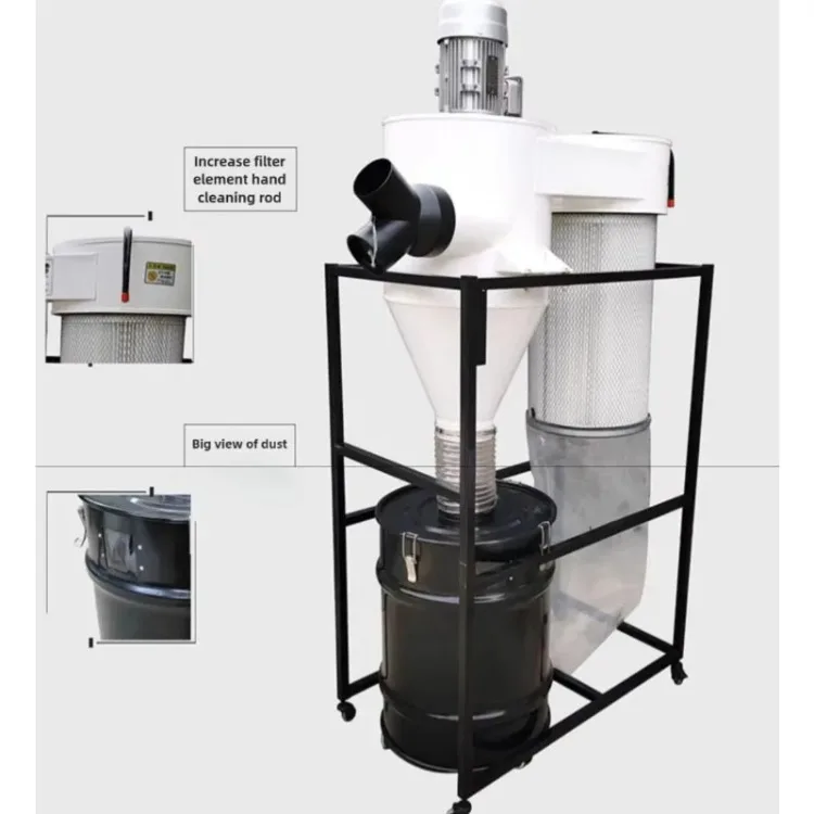 

Промышленный рукавный пылесборник 7.5 кВт с импульсной продувкой, цилиндрический фильтр из углеродистой стали, циклонный пылесборник