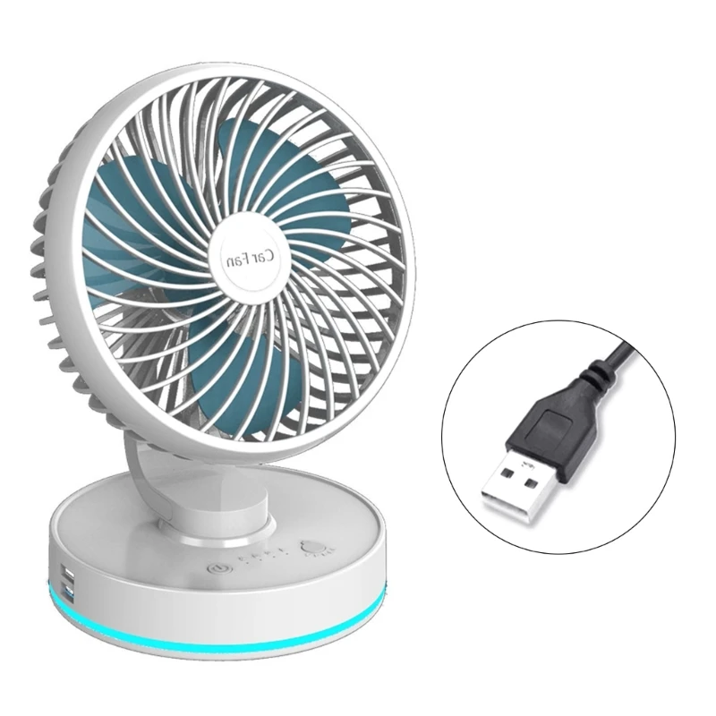 USB/Cigarette Plug Cooling Fan Car Fans with LED Light Foldable Fans Air Circulator Fan for Car SUV Home Dropship