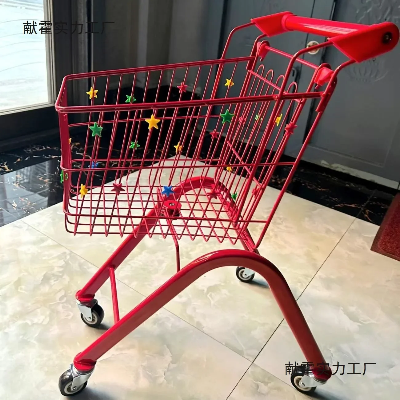 57cm height Foldable Baby shopping cart children's supermarket shopping cart play house trolley multi-color trolley toy