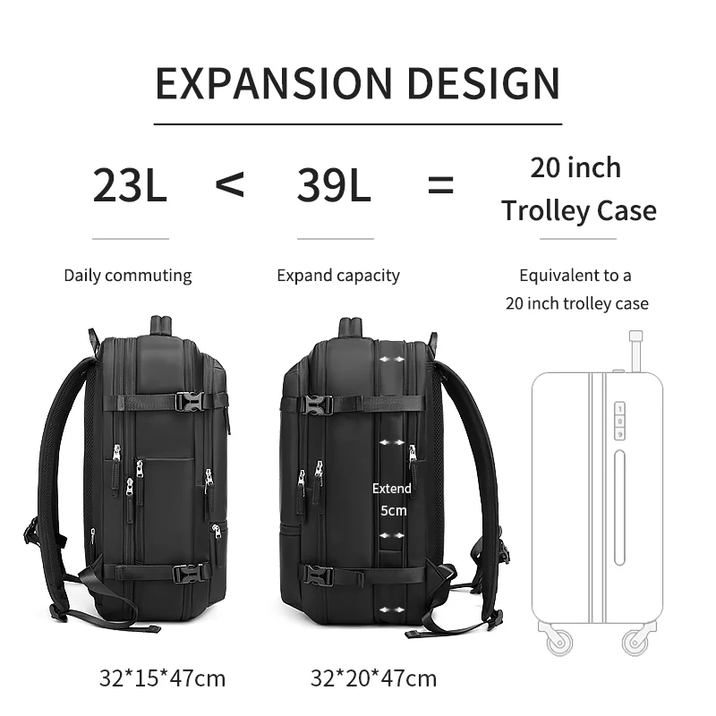 حقيبة السفر للرجال حقيبة ظهر للأعمال المدرسية حقيبة USB قابلة للتوسيع سعة كبيرة مقاوم للماء حقيبة ظهر للكمبيوتر المحمول موضة mochaila