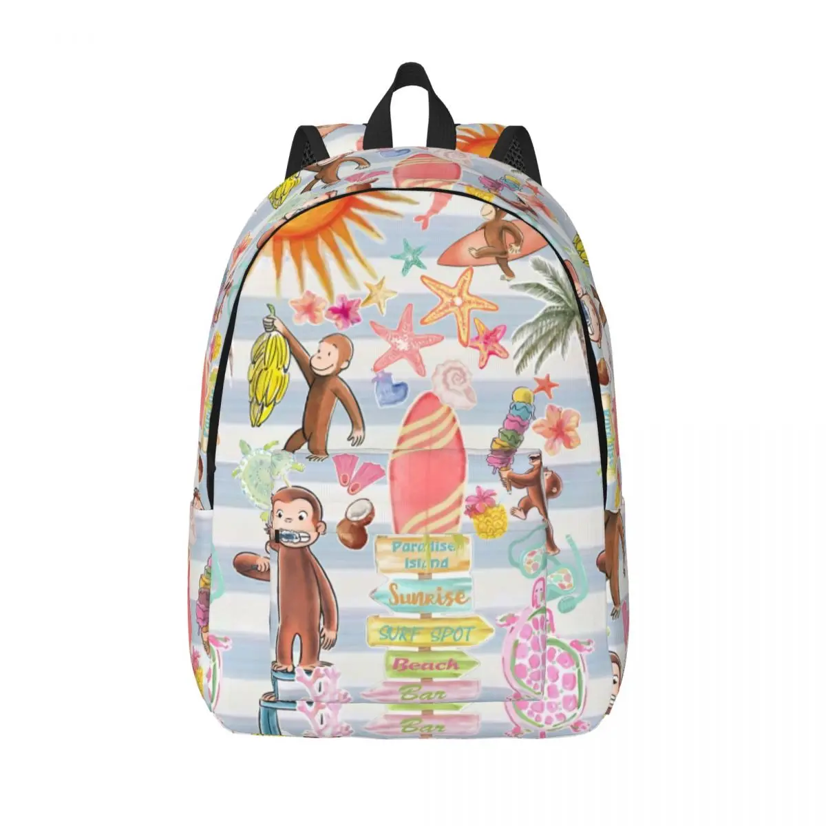 

Рюкзак Curious George для мужчин и женщин, студенческий подростковый деловой рюкзак, сумка через плечо для ноутбука «Маленькая обезьянка», спортивная