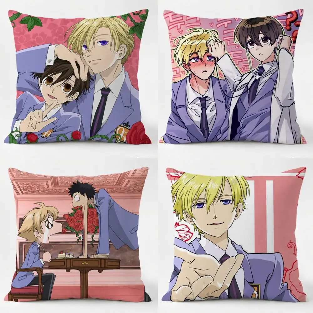 O-Ouran High School Cushion Cover Daily Washable Linen Pillowcase Soft  for Sofa Bed Home Room Decor