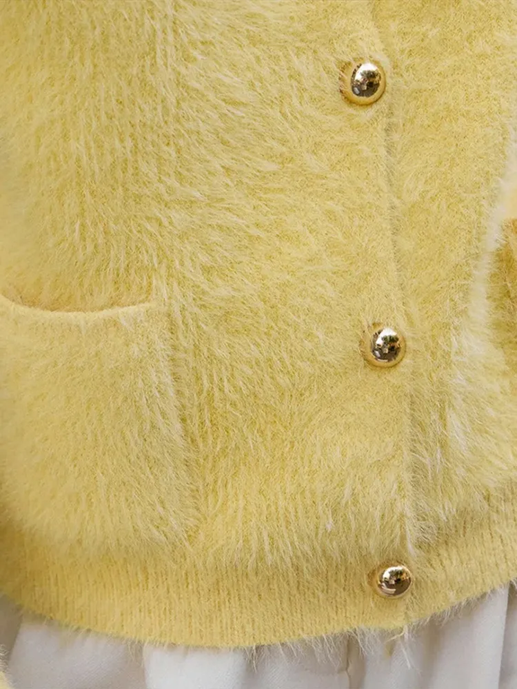 Suéter de punto informal para mujer, cárdigan holgado liso con cuello redondo, Top de punto de una sola botonadura, abrigo cárdigan para mujer 2025