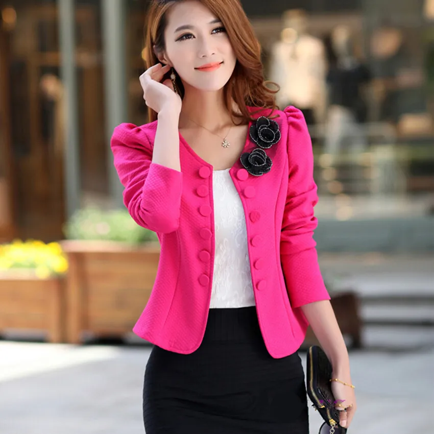 

Spring Autumn Women's Slim Fit Double Breasted Short Blazer Jacket