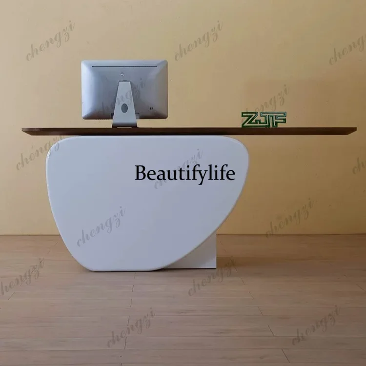 NQ52 Modern simple white paint checkout page Bar counter Shop reception desk Homestay creative checkout desk customization