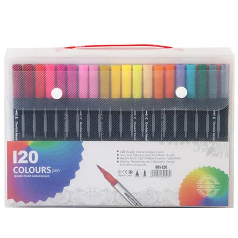 

Top-For Art Drawing Supplies 120 Colors Dual Tip Brush Pen Markers Set Fine Tip Watercolor Painting Marker Pens