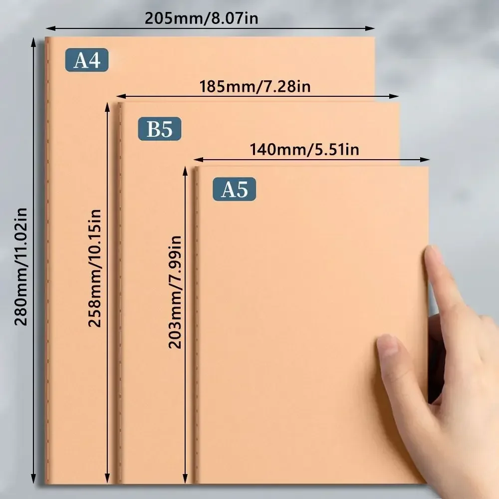 Портативный блокнот A4/A5/B5, крафт-обложка, сетка/подкладка/пустой блокнот, книга для письма, школа/офис