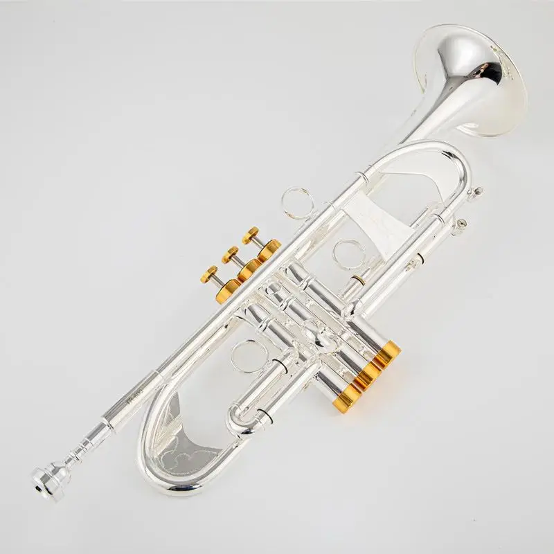 Hot Sell  TR600 Bb Small Trumpet Silver Golden Key Professional Music Instruments with case