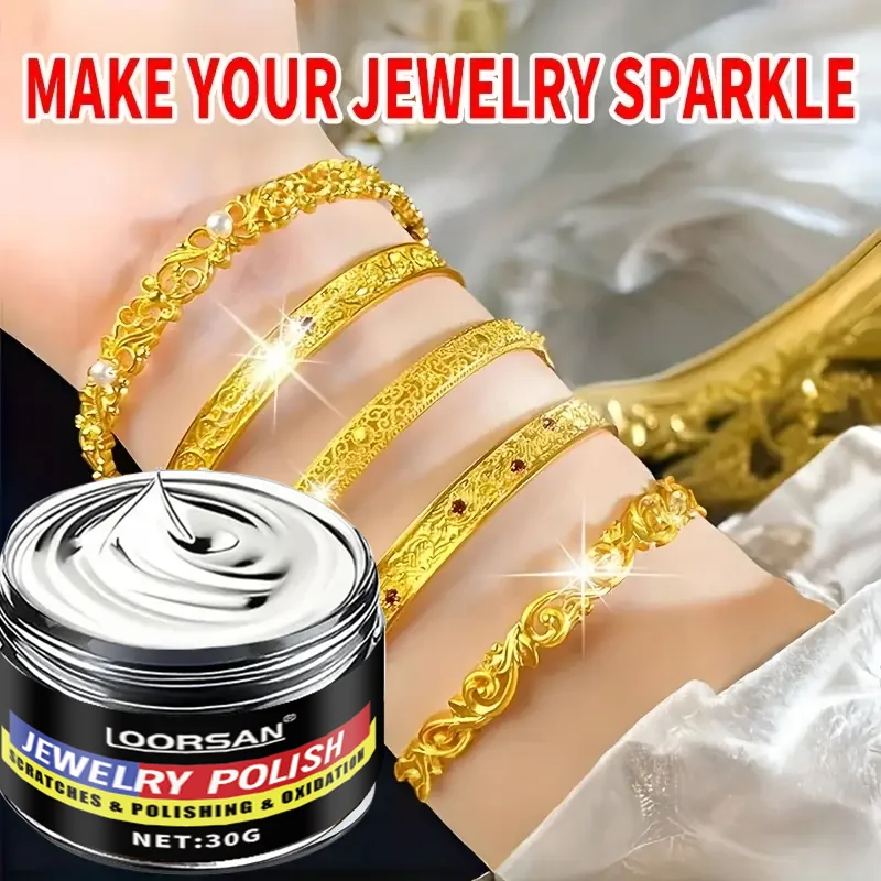 LOORSAN 30g Jewelry Polish Cream - Instant Tarnish & Oxidation Remover for Gold Silver Diamonds - All Metal Jewelry Restorer