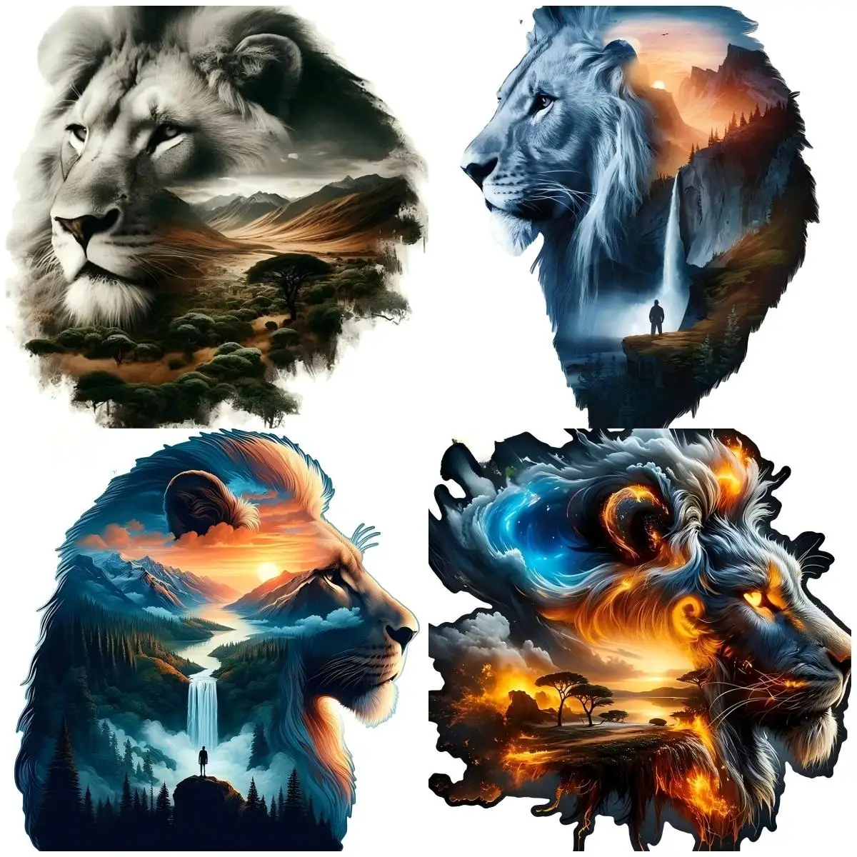 

Lion Silhouette Car Stickers Sunscreen Personality Nature Windows Refrigerator PVC Decal Occlusion Scratch Car Goods