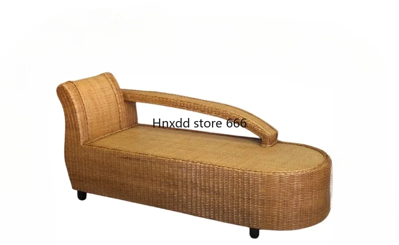 

Solid wood chaise longue single small apartment recliner household natural vine chaise longue three-person sofa