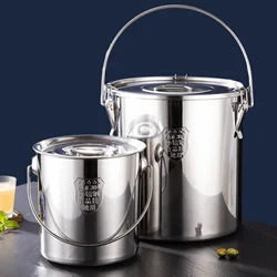 304 Stainless Steel Soup Pots Bucket With Lid Portable Bucket Large Capacity Rice Bucket Sealed Water Bucket Cater