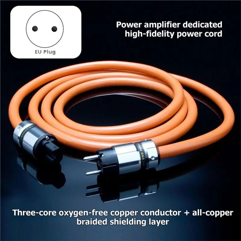 B50B-D505 OFC Audio Power Cable EU Hifi Power Cable Audiophile AC Power Cord 250V 16A For Amplifier Speaker Audio System EU Plug